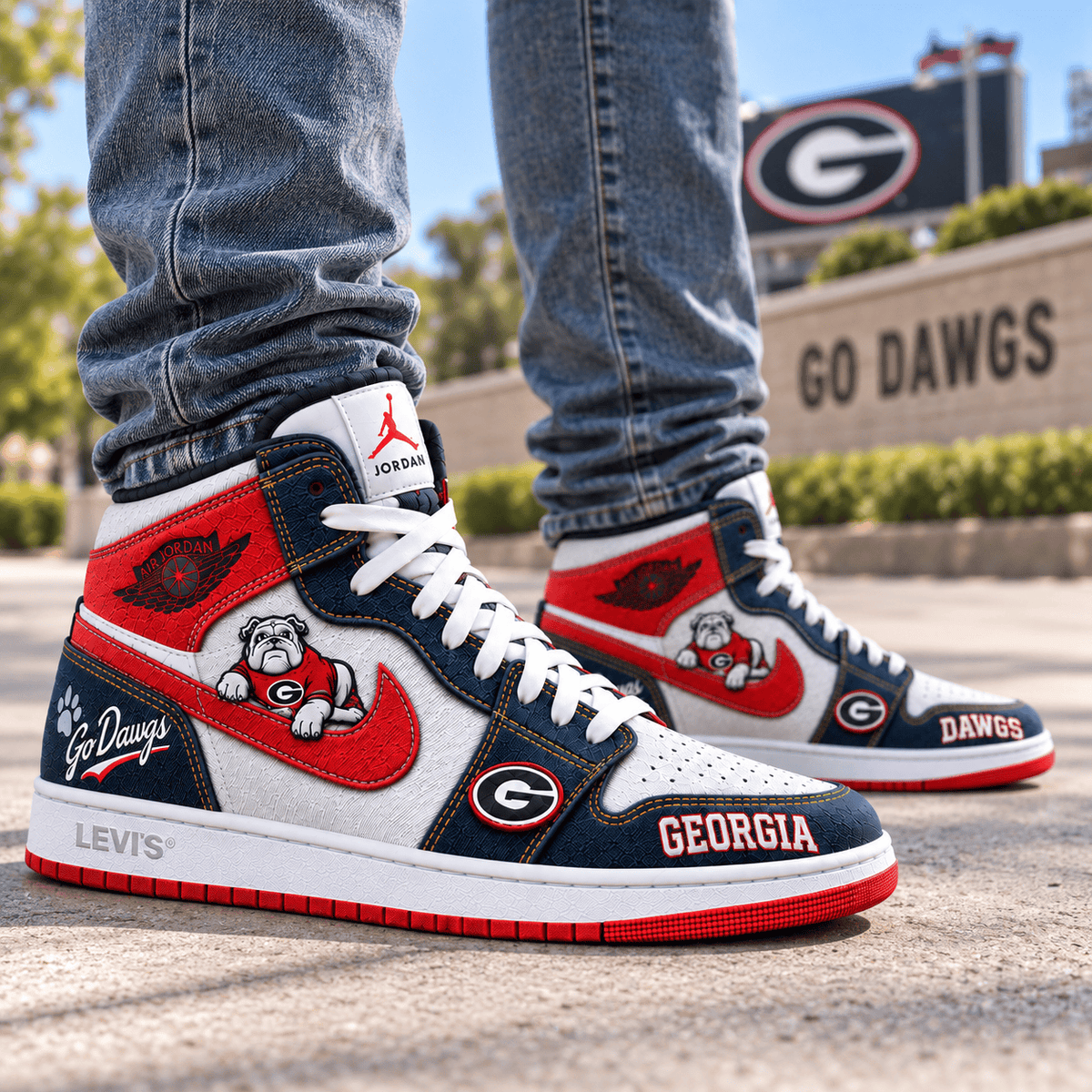 GGBD Premium Denim Embroidered High-Top Sneakers NTNA